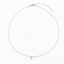 1條不過敏不鏽鋼蛇骨鏈,附英文字母,黃道十二宮吊墜,適用於女性、男性和女孩,附銀飾層