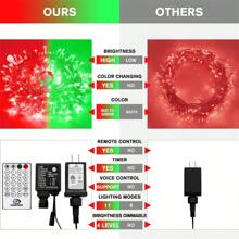JMEXSUSS 100 LED Red & Green Christmas Lights Plug In, Christmas String Lights Indoor, 33ft Connectable Color Changing Christmas Lights Outdoor For Christmas Party Decor - Red to Green - View 4