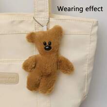 Cartoon Plush Squeaky Teddy Bear Doll Keychain Accessory, Lovely Bear Backpack Accessory, Party Cute Gift - Brown - View 13