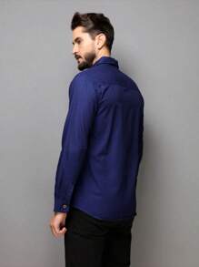 Camisa Jeans Manga Comprida Social Masculina Slim