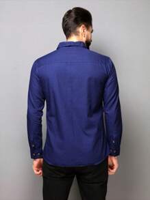 Camisa Jeans Manga Comprida Social Masculina Slim