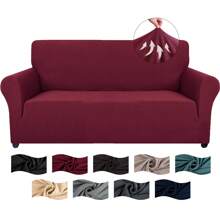YSTYLE Sofa Cover 1/2/3/4 Seater With Armrest, Stretch Sofa Cover Non-Slip, Modern Sofa Cover For Dogs Pets, Breathable Couch Cover With Elastic Bottom - Burgundy - View 9