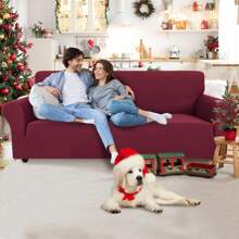 YSTYLE Sofa Cover 1/2/3/4 Seater With Armrest, Stretch Sofa Cover Non-Slip, Modern Sofa Cover For Dogs Pets, Breathable Couch Cover With Elastic Bottom - Burgundy - View 2
