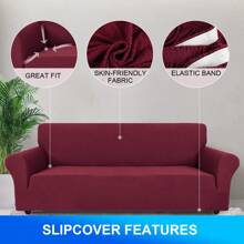 YSTYLE Sofa Cover 1/2/3/4 Seater With Armrest, Stretch Sofa Cover Non-Slip, Modern Sofa Cover For Dogs Pets, Breathable Couch Cover With Elastic Bottom - Burgundy - View 5