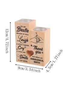 1個兩用木製心形燭台,桌面浪漫燭臺,裝飾工藝高低聯接心形燭臺