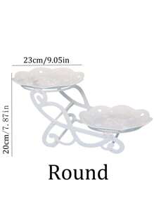 1pc Double-Deck Plastic Dessert Display Stand, Fruit Tea Break Cake Dessert Service Tray, For Home Wedding Holiday Birthday Tea Party, Party Supplies
