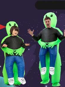 Conjunto disfraz hinchable de alienígena para adultos/niños, Disfraz de Halloween - Verde - Ver 2