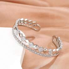 1 pulseira aberta de zircônia cúbica incrustada, elegante e versátil