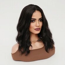 合成耐热假发女士自然黑色短波浪鲍勃假发黑棕色自然波浪非洲女性日常生活派对用角色扮演时尚假发 - Black-brown - 查看 6