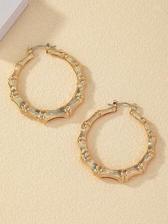 1對時尚竹節中空耳環