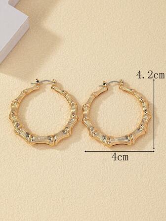 1pair Fashionable Bamboo Joint Hollow Out Earrings