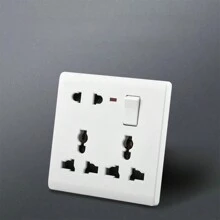 白色通用8孔插座,英式電器廚房13a高功率8孔插座面板帶指示燈 - 白色 - 查看 2