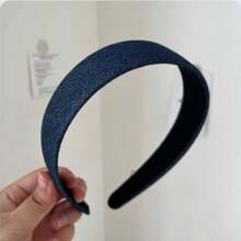 1 stuk Koreaanse vintage denim hoofdband, brede effen haaraccessoires met brede rand voor dames, haarband, haarringen