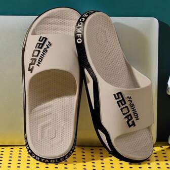 Men's Fashion Anti-Slip Thick-Soled Breathable Bathroom Slippers, Indoor & Outdoor Quick Drying Slide Sandals