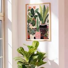 1pc Boho Boho Antique Vase, House Plant Mural, Wall Canvas Art, Home Poster, Framed Art Gift,Wall Art Gifts Birthday Graduation - Multicolor - View 7