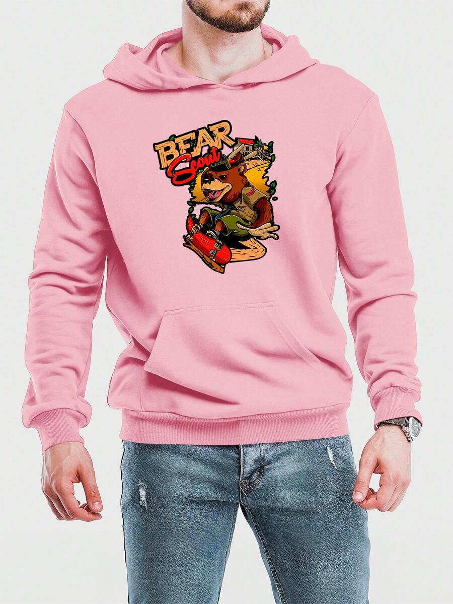 Men Hoodies - 粉色 - 查看 1