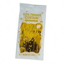 Cortina de lluvia metalizada de 2 metros de largo, para decoración de fiestas, cumpleaños, bodas, despedida de soltera, baby shower graduación - Dorado - Ver 3