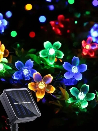 1 件太阳能花灯串，花朵灯串，仙女 LED 灯串，太阳能花装饰灯适用于户外家庭花园草坪露台圣诞树派对和节日紫色秋季装饰圣诞装饰家居装饰户外装饰情人节装饰