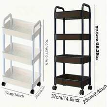 1個小嬰兒車置物架,廚房地面收納架,客廳臥室床邊多層收納架帶輪子,點心車 - 黑色 - 查看 3