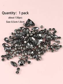 1 包 130 颗混合形状缝纫玻璃水钻,带金属爪,适用于珠宝、衣服、服装、鞋子、连衣裙、服饰(银色底座) - 彩色 - 查看 23
