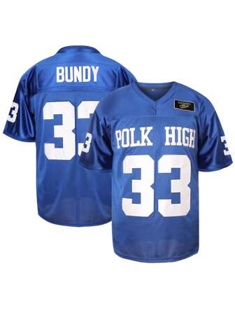 1pc Loose Fit American Football Jersey com bordado No.33 para estilo namorado masculino, azul