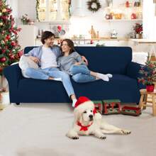 YSTYLE Sofa Cover 1/2/3/4 Seater With Armrest, Stretch Sofa Cover Non-Slip, Modern Sofa Cover For Dogs Pets, Breathable Couch Cover With Elastic Bottom - Navy Blue - View 2