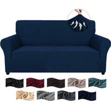 YSTYLE Sofa Cover 1/2/3/4 Seater With Armrest, Stretch Sofa Cover Non-Slip, Modern Sofa Cover For Dogs Pets, Breathable Couch Cover With Elastic Bottom - Navy Blue - View 9