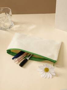 1pc Customizable Canvas Multi-Functional Colorful Zipper Pocket Storage Bag For Daily Use, Festival Gift, Father Day, Sister Gift, Back-To-School Season, Etc. Back To School Graduation Gift For Teacher Makeup Bag Cosmetic Bag Make Up Organizer For Bathroom Travel College Dorm Beach Summer Portable Multifunctional Women Girl Student