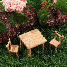 3pcs/Set Miniature Table And Chairs Set Fairy Garden Furniture Ornaments Kit For Decoration House Accessories Home Micro Landscape Decoration Best Gifts Birthday Graduation