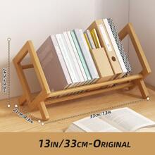 1pc 50/40/33cm Fashion Bamboo Desktop Bookshelf, Simple Record Rack With Installation Tools, Bamboo Original Color, For Home, Office And School, Home Decoration - Ginger - View 7