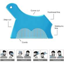 6pcs Beard Guide Shaper Goatee Trimmer Template Beard Shaping  Styling Tool ,Multifunctional Beard Shaping Comb - Teal Blue - View 4