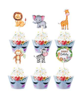 12 Pcs Jungle Animal Theme Cupcake Toppers Dessert Muffin Cake Picks Cake Decoration For Jungle Themed Party Baby Shower Or Birthday Party Decoration,Christmas