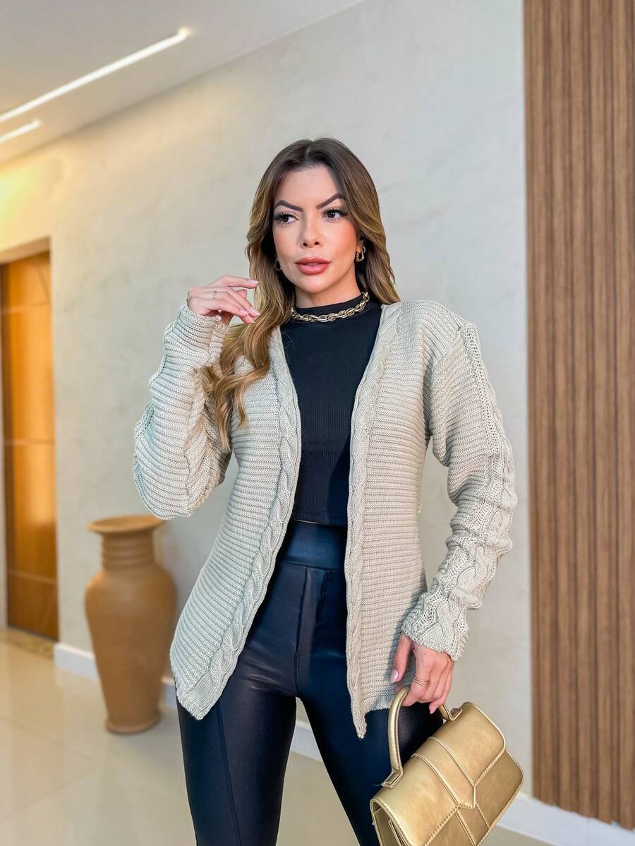Women Cardigans - Apricot - View 1