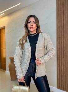 Women Cardigans - Apricot - View 3