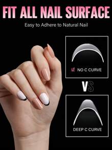 Baoke Summer Nails 240 PCS Oval Shaped Upgraded Matte Soft Gel Half Cover Nail Tips No Filed, Spring Pre-Shaped Clear Acrylic False Gelly Press On Nails For DIY Press On Nails 15 Sizes With Box Nail Supplies - Clear - View 4