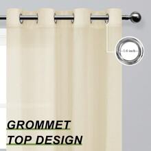 DWCN 2 Panels Màu be Rèm cửa Sa mỏng Chảy xệ Lỗ Lanh Rèm Panels , Sự riêng tư Ánh sáng Lọc Rustic Theo chiều dọc Rèm cửa Đối với Phòng ngủ Phòng khách - Màu be - Xem 3