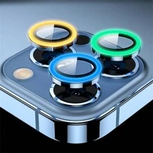 Luminous Lens Protector Compatible With IPhone 15 14 13 12 11 Pro Max Ceramic Camera Lens Protective Glass On IPhone 12 13 Mini 14pro Max(Orange) - Pink - View 5