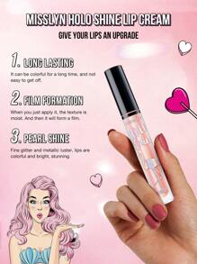 Misslyn 3Pcs, HOLO SHINE LIP CREAM, Lip Gloss, Water Gloss Lip Glaze Lip Gloss Lip Makeup Set. Non-Sticky, High Shine, Cream & Pearl Finishes,Highly Pigmented Color And Instant Shine, Glossy, Y2K Makeup Party Beach Travel Holiday Camping Outdoors Present Rose Fashion Girl New Year Cosmetic Cosplay Best Trip Festivals Color Fancy Campus School Charm Vibe Cny Chinese New Year, Valentine's Day Gift,Vegan,Cruelty Free