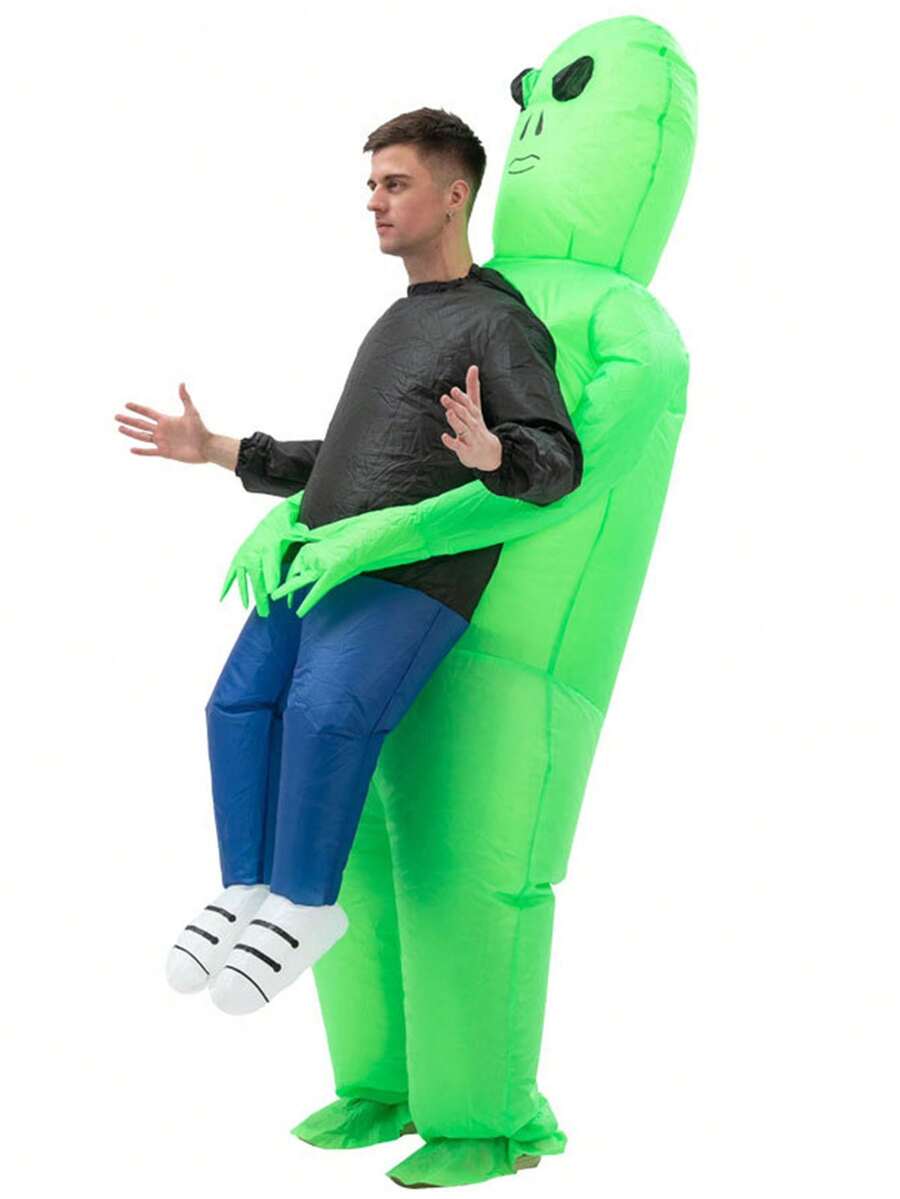 Conjunto disfraz hinchable de alienígena para adultos/niños, Disfraz de Halloween - Verde - Ver 1