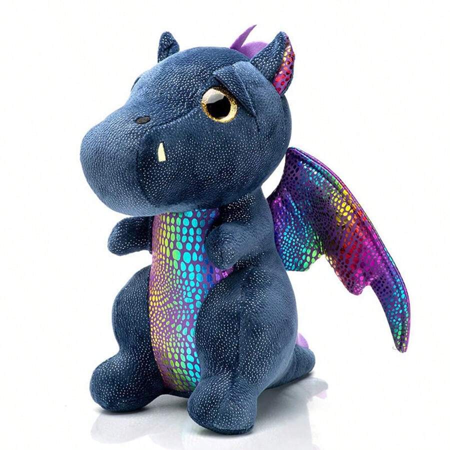 1只萌萌的飛龍毛絨玩具,搭配閃亮的顏色,藍色暴龍娃娃,適用於夾娃娃機 - 藍色 - 查看 1