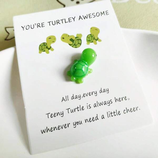 1pc You're Turtley Awesome Turtle-Shaped Inspirational Thank You Card, Encouragement Gift,Christmas