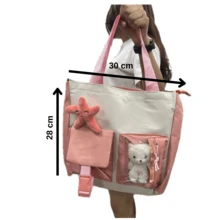 Mochila coreana, combo cinco piezas - Rosa - Ver 6
