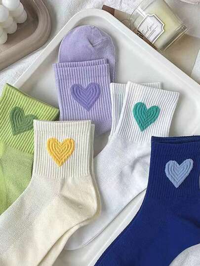 5 pares Calcetines de estilo retro para mujer largos/medianos/hasta la rodilla, calcetines de moda coreana de uso diario, transpirables y con