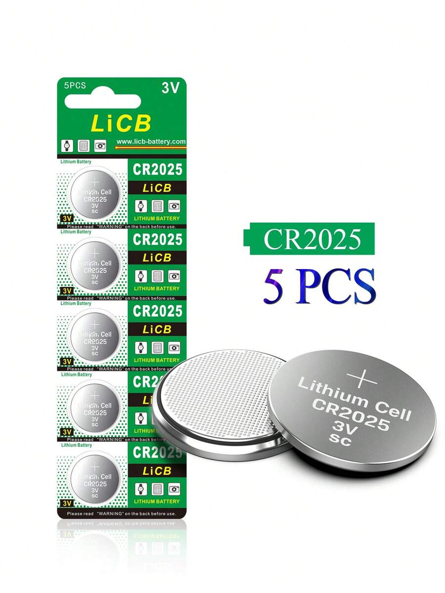 LiCB 5 Pack CR2025 Batteries CR 2025 3V Lithium Button Battery Perfect