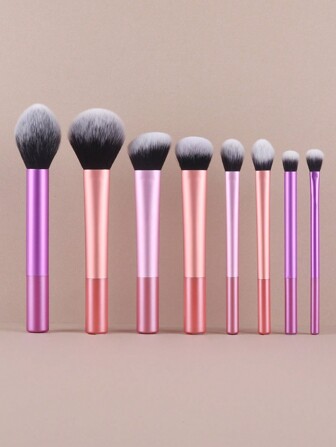8pcs Multifunctional Cosmetic Brush Set With Puff, Powder, Blush, Foundation, Eye Shadow, Blending, Contour Brushes
