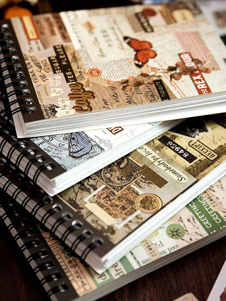 1 cuốn/50 tờ Retro Thời gian Máy móc Theo chủ đề Bộ Hình Dán Đối với DIY Làm sổ lưu niệm & Viết nhật ký - Nhiều màu - Xem 1