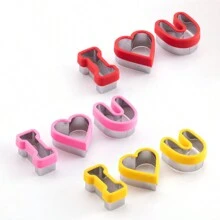 3pcs Stainless Steel Cookie Cutter Set For Mother's Day & Valentine's Day, "I Love You" & Heart Shaped Bread Mold, Home Baking Tool - Multicolor - View 7