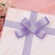 1 Roll Sparkling Ribbon, 25 Yards Glittering Metallic Fabric Ribbon For Gift Wrapping, Wedding Party Decorations And Crafts, Shiny Silver And Gold - Green - View 7