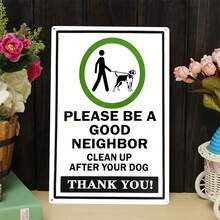 1pc Per Pack Dog Pick UP Sign Curb Your Dog Sign Dog Poop Sign Rust Free Aluminum,UV Ink Printing,Indoor Or Outdoor Use - Black and White - View 7