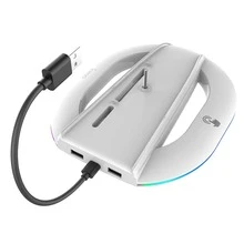 JOMAA LED 垂直支架兼容超薄控制台，带 14 种灯光模式底座支架更换件兼容超薄控制台（带螺丝） - 白色 - 查看 3